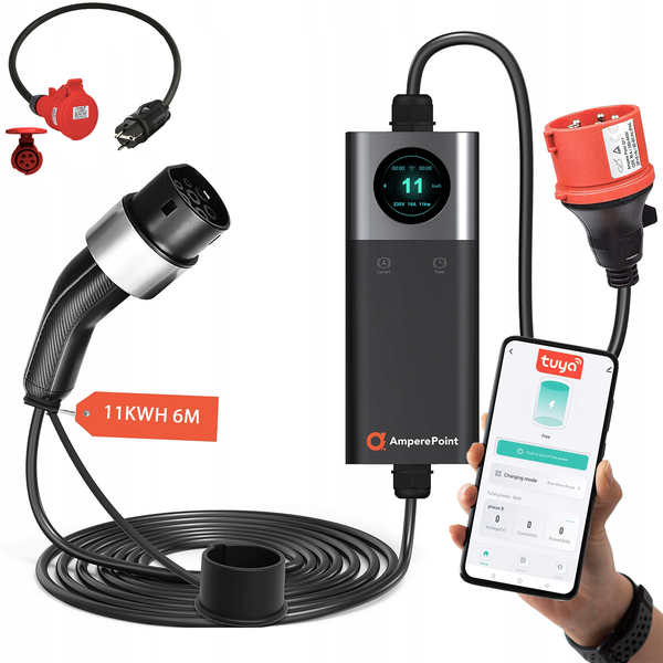 Přenosná nabíječka Q11 (16A, Typ 2, 11kW) + adaptér CEE16A-Schuko