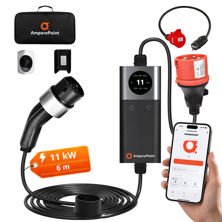 Přenosná nabíječka Q11 (16A, Typ 2, 11kW) + adaptér CEE16A-Schuko