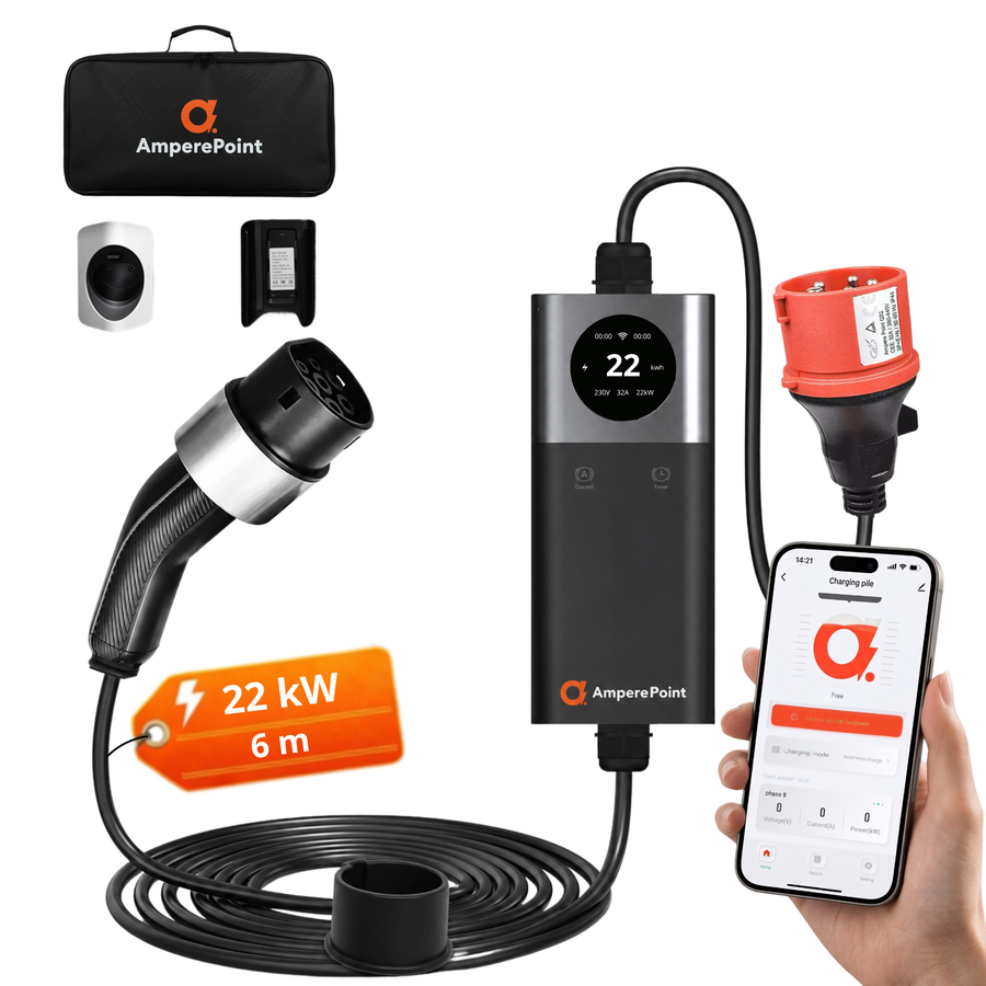 Přenosná nabíječka Q22 (32A, Typ 2, 22kW) mobilní aplikace