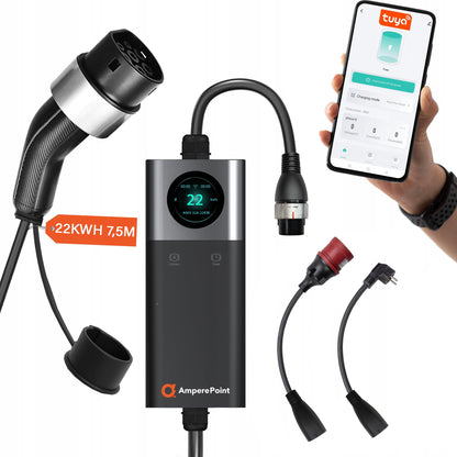 Přenosná nabíječka Q22 PRO (32A, Typ 2, 22 kW) + 2× adaptéry