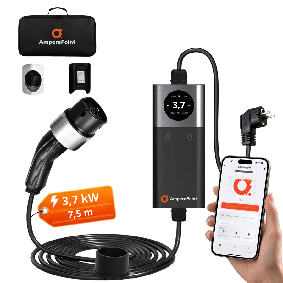 Přenosná nabíječka Q37 (16A, Typ 2, 3,7 kW) WiFi, 7,5 metru