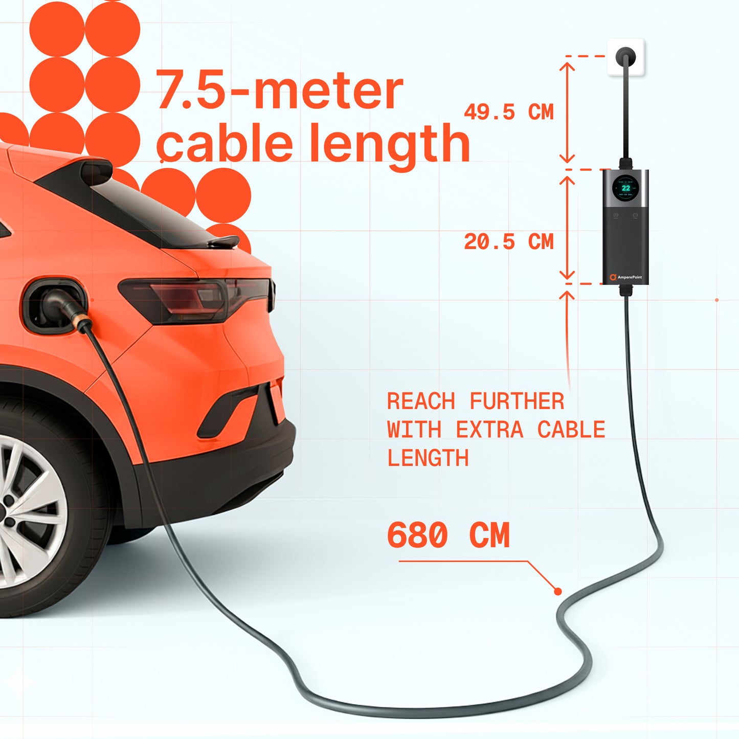 Přenosná nabíječka Q37 (16A, Typ 2, 3,7 kW) WiFi, 7,5 metru