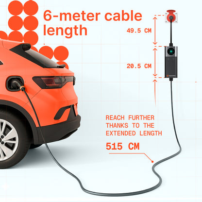 Přenosná nabíječka Q74 (32A, Typ 2, 7,4 kW) mobilní aplikace