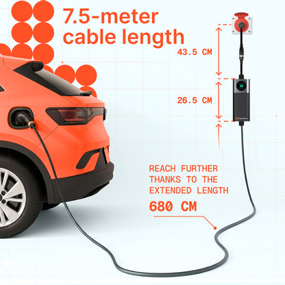 Přenosná nabíječka Q11 PRO (16A, Typ 2, 11kW) + 2x adaptéry