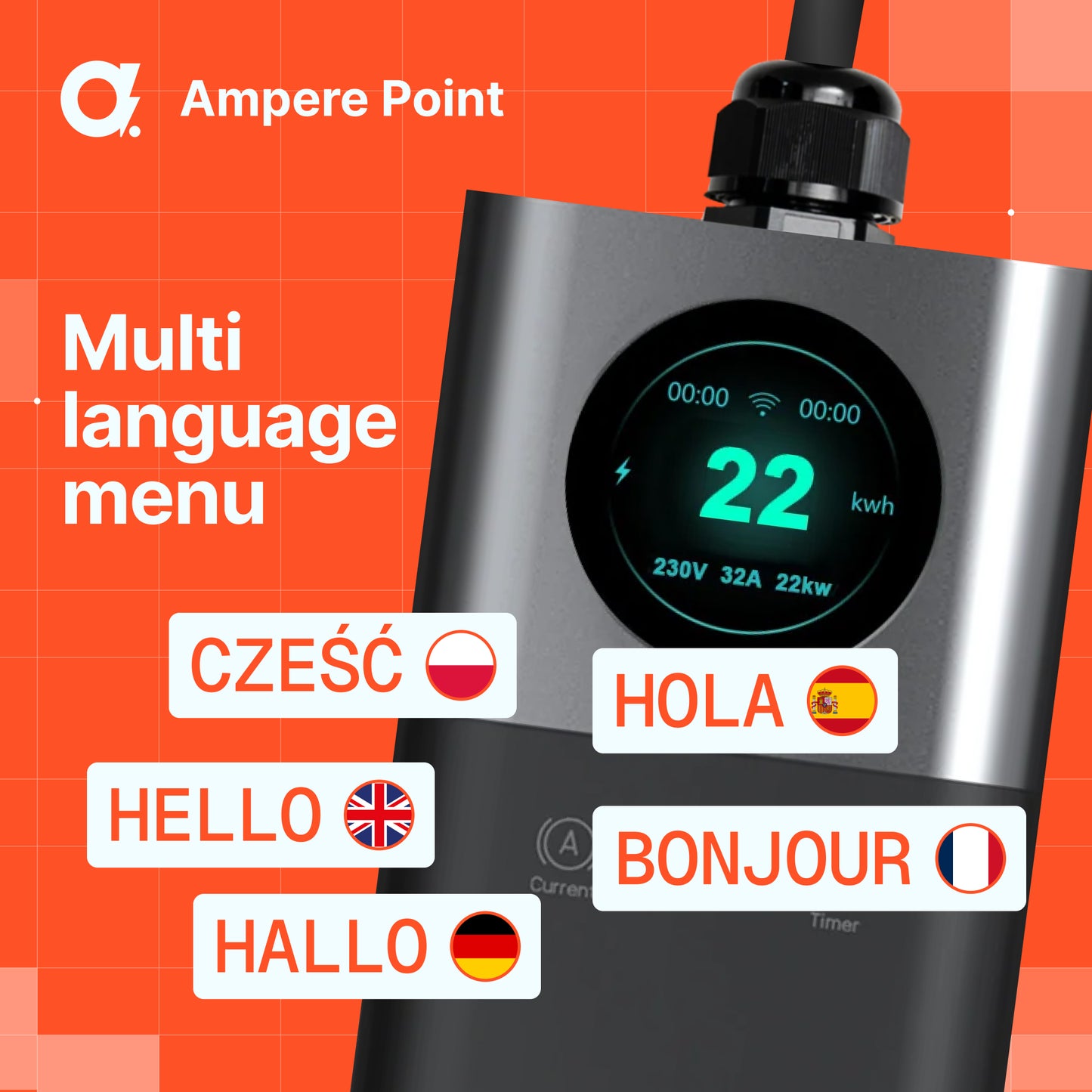 Přenosná nabíječka Q11 PRO (16A, Typ 2, 11kW) + 2x adaptéry